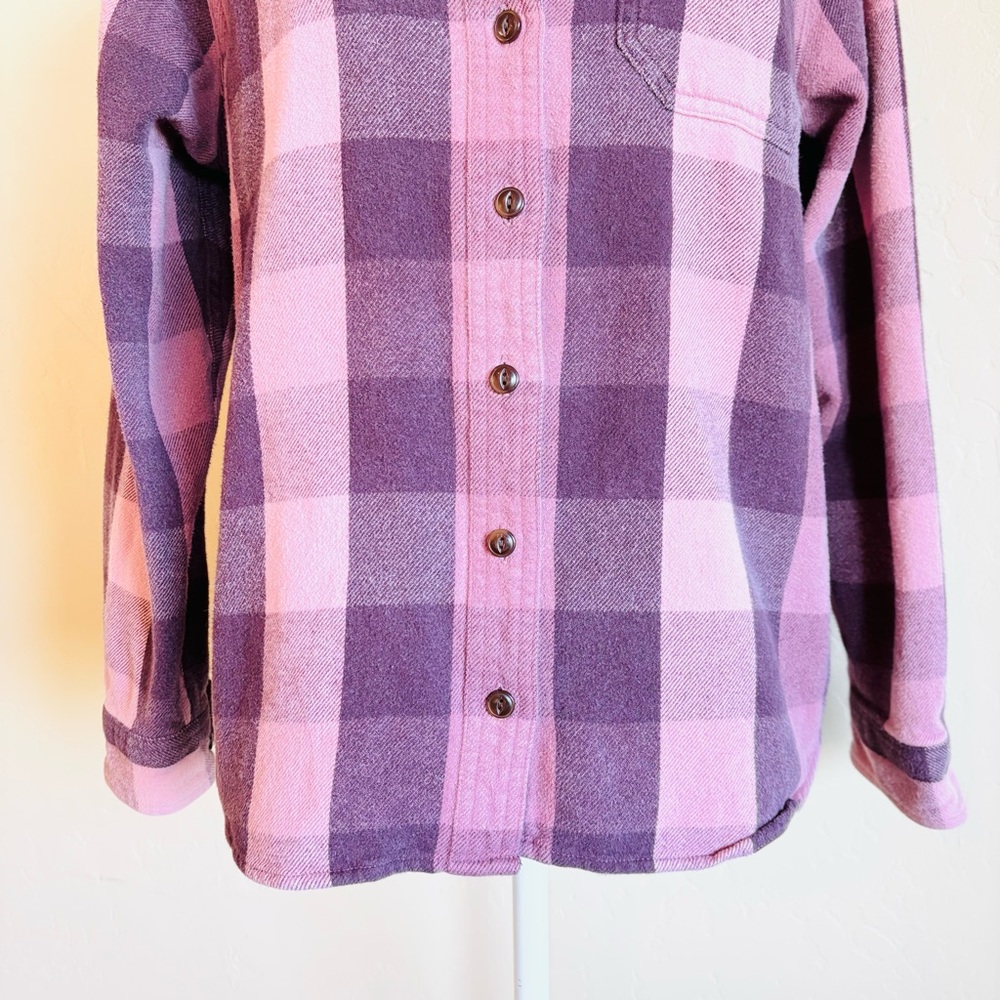 L.L. Bean Pink & Purple Plaid Flannel - Picture 3 of 12